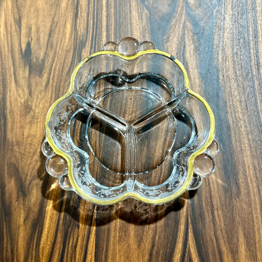 Canterbury 3-Part Divided Glass Dish, Duncan Miller, 7.5" Dia