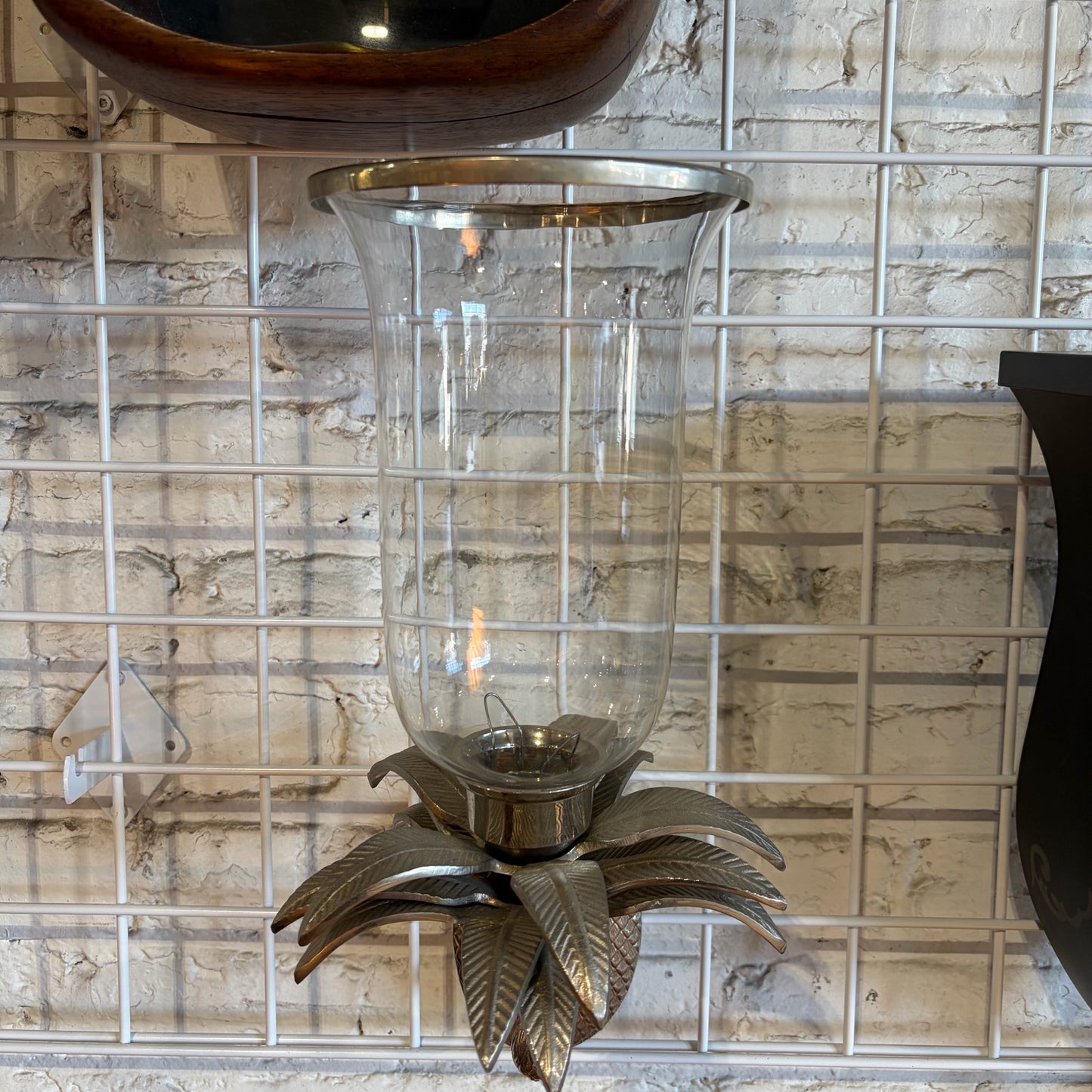 Pineapple Hurricane Wall Sconce Candle Holder, 15"L x 8"W