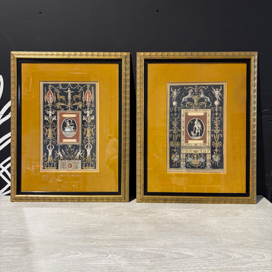 Pair of Framed Giovanni Cassini Reproduction Prints w/Velvet Mat, ea 23"H x 18"W