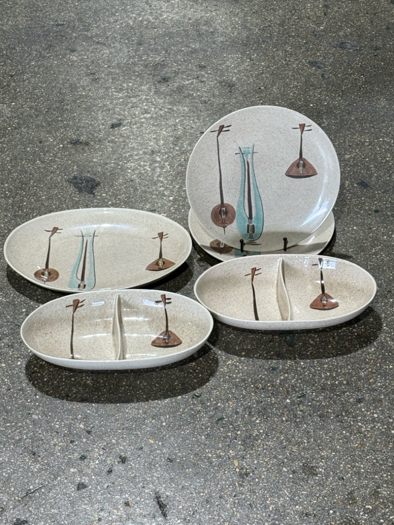 Collection of MCM Red Wing Lute Song dishes, serving pieces