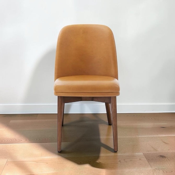 2 Alto Dining Chairs, Carmel Leather/ Walnut, 23.5"D x 18.75"H x 32"H