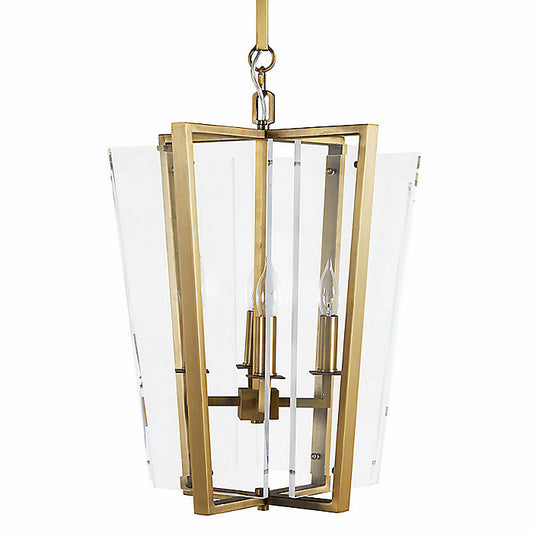 Melissa Lantern Pendant Acrylic/Brass Finish 14"Wx14'Dx20"H