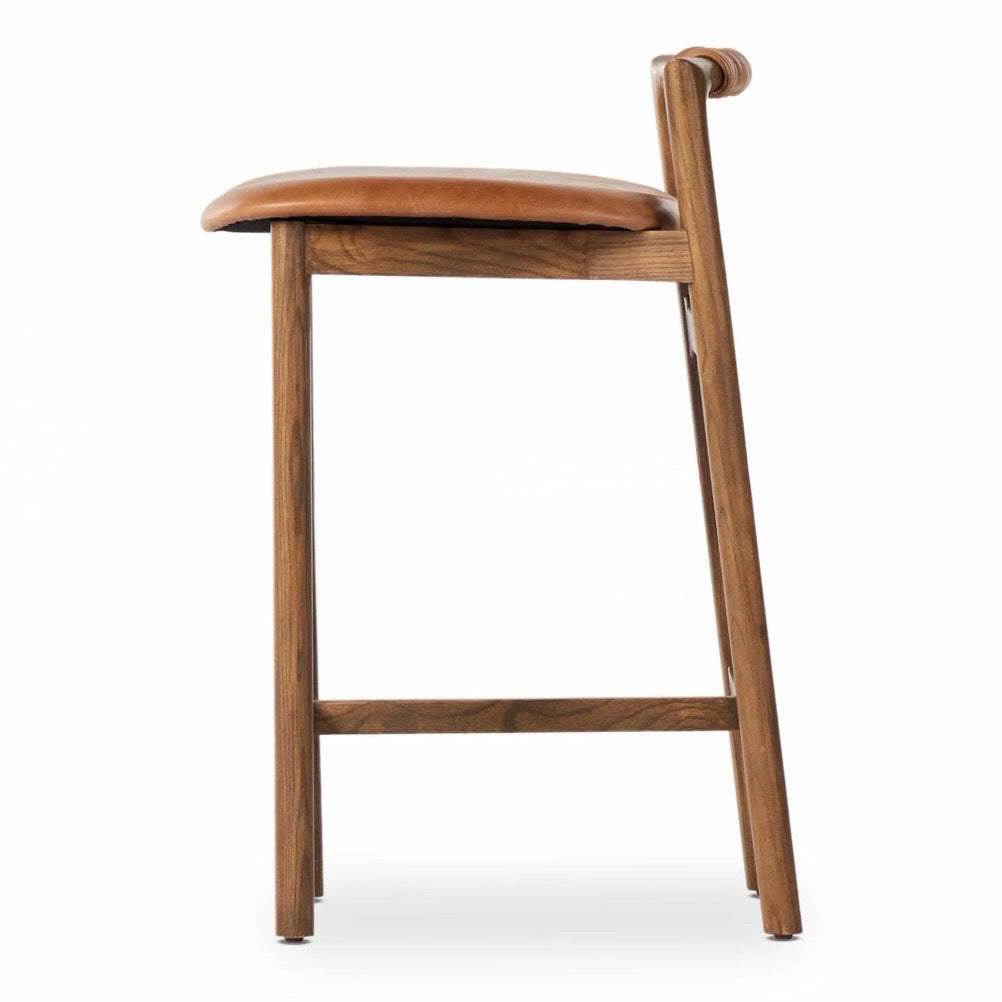 Four Hands Baden Counter Stool, Tobacco Leather