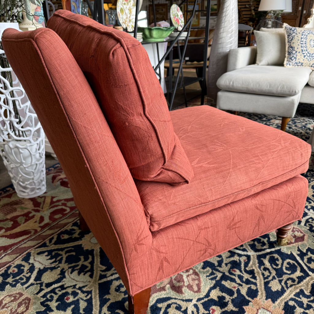 Slipper chair, terra cotta, down filled, AS IS, 25"W x x 30"D x 32"H