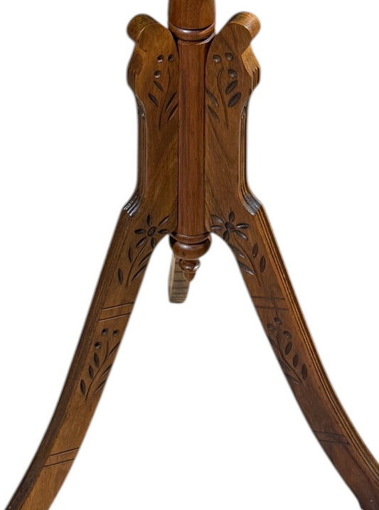 Antique Plant Stand, detailed carving, c. 1880, 14"W x 16"D x 32"H