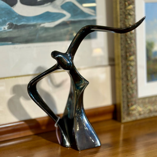 Vintage Ceramic Flying Gull, Dark Gold, 16" H x 12" W x 4" D
