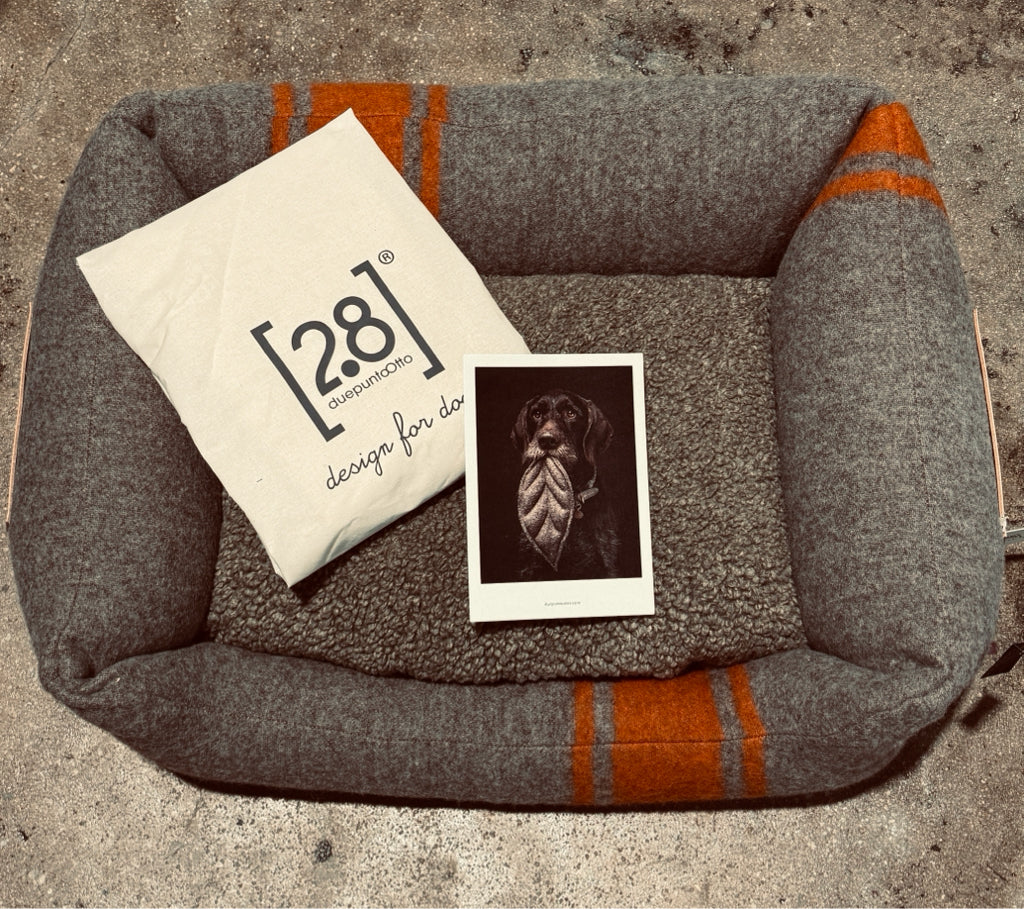 Henri Recycled Wool Dog Bed, brn/orange, 32"W x 24"D x 10"H