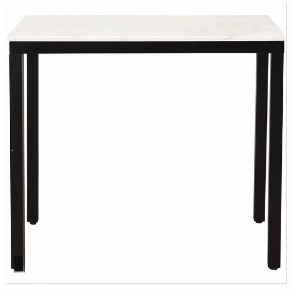 White Marble Computer Desk with Black Iron Frame (AS IS)