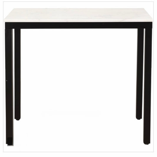 White Marble Computer Desk with Black Iron Frame (AS IS)