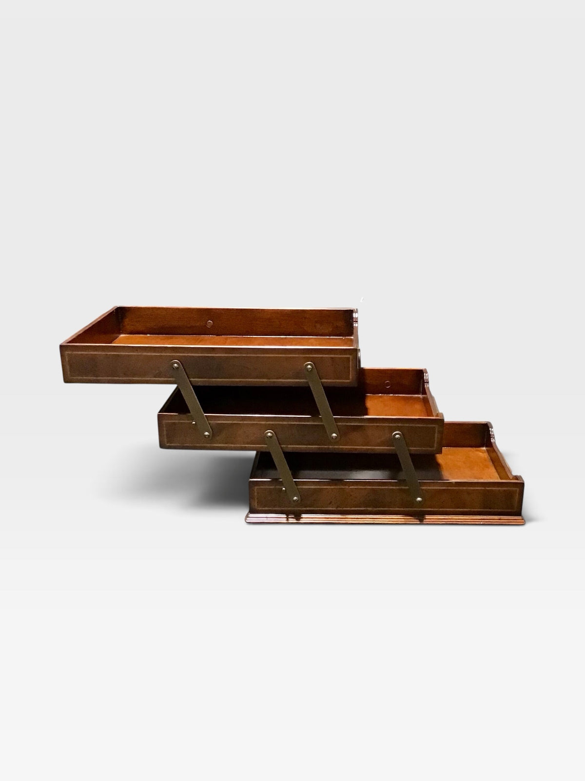 VTG Mahogany 3-Tiered Letter Tray, 10"W x 15.75"D x 6.5"H