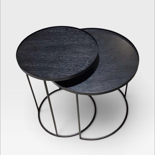Ethnicraft Round Tray Side Table Set, 24.5"W x 24.5"D x 22.5"H
