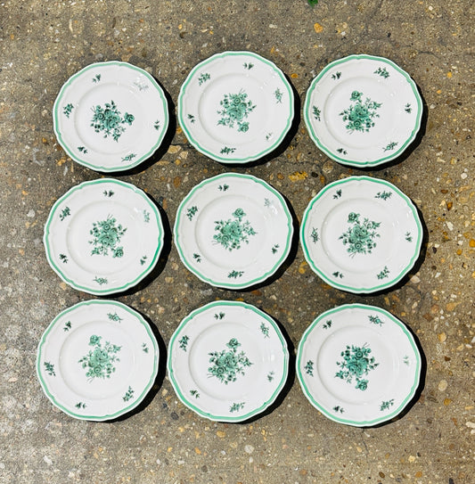 SET of 9 Rosenthal Selb-Plossberg "Green Bloom" salad plates