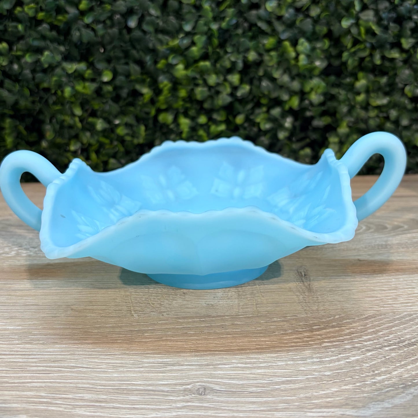 VTG Fenton Blue Butterfly Candy Dish, 8.5"W x 6"D x 2.5"H