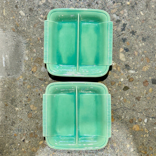 AS-IS Pair of Manning Bowman Square Split Dishes, Green, 5.5" L x 3.5 W x 6" H