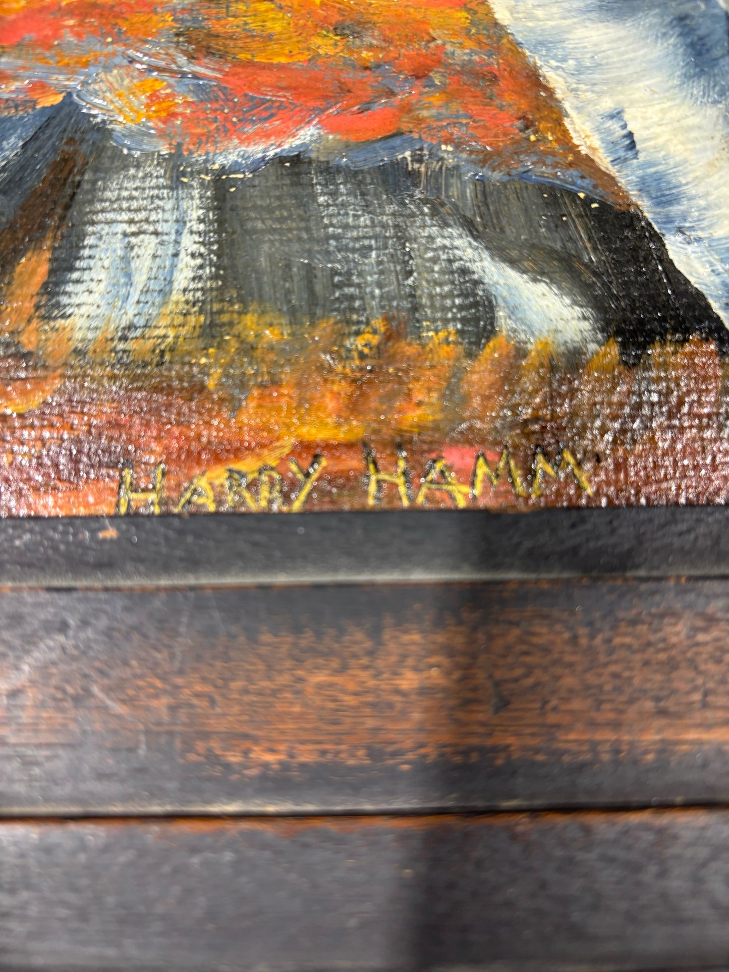 Oil Painting, signed Harry Hamm 28.5" W x 1" D x 25" H