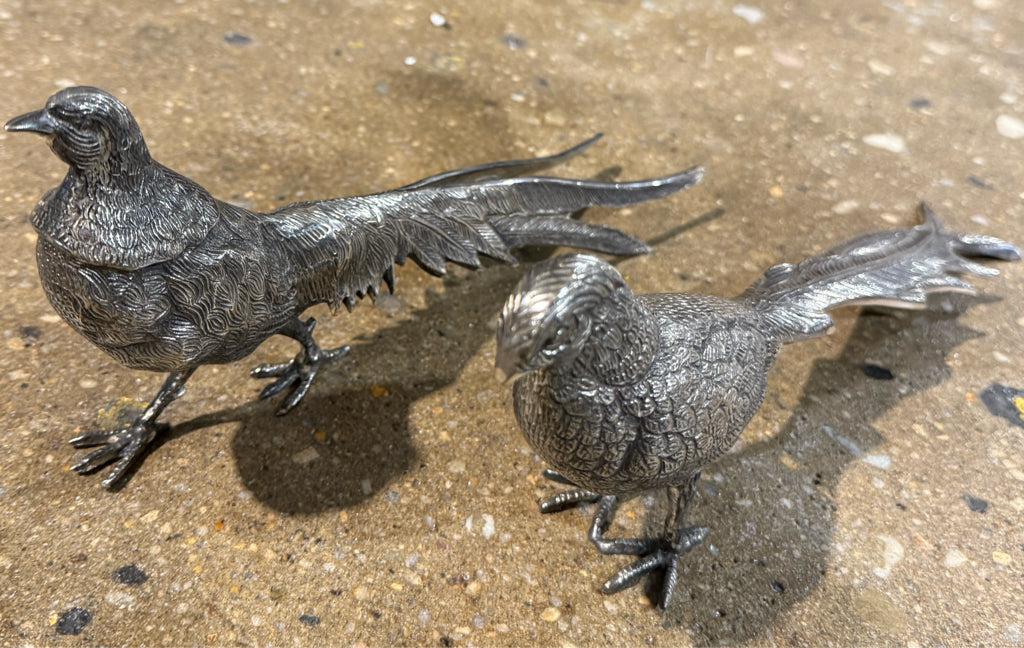 PAIR Vintage metal pheasants, 11"L X 4.5"H