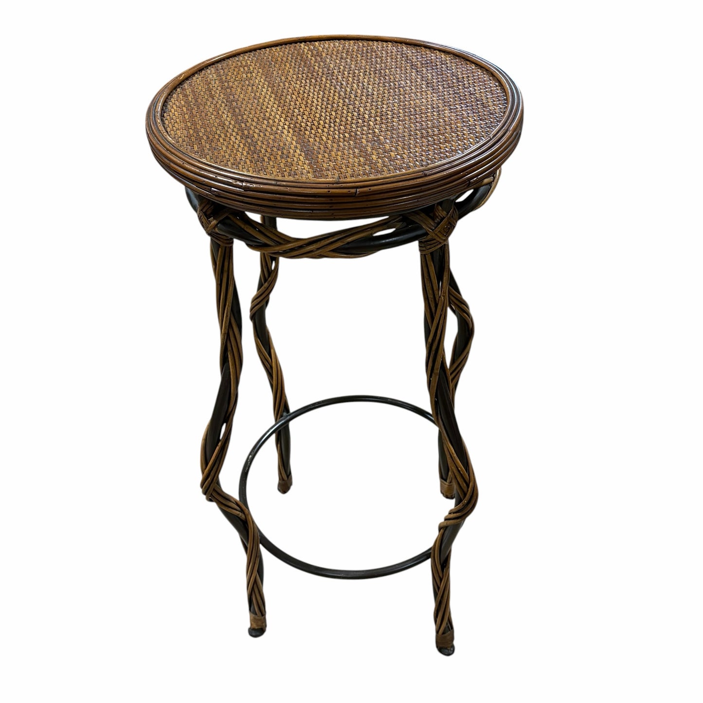 Round Woven Rattan/Wicker Side Table, 18.75"Dia x 31.25"H