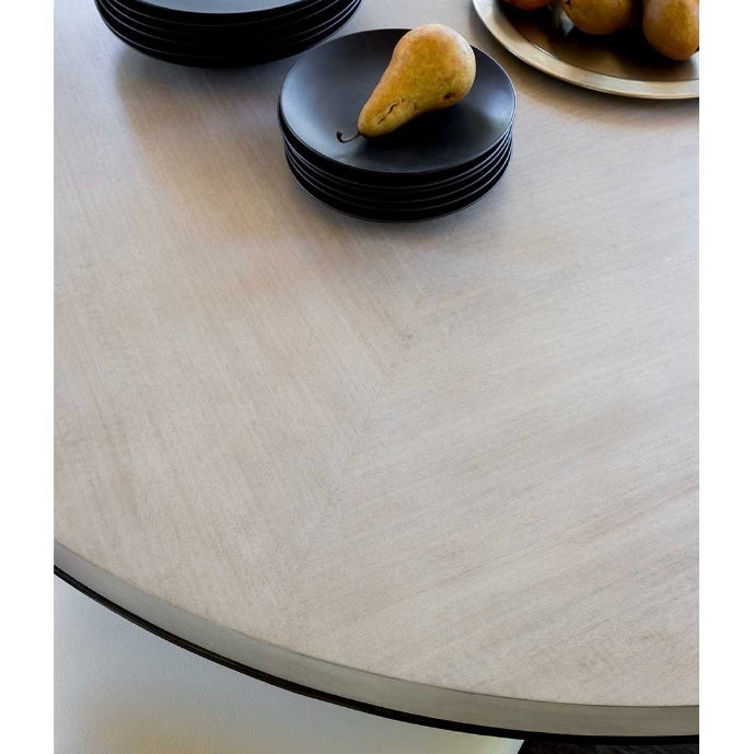 Topanga Round Wood Dining Table, Silver Fox & Otter Walnut, 60" W x 60" D x 30"H