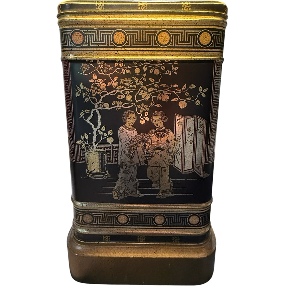 PAIR of VTG Frederick Cooper Chinoiserie Tea Tin lamps, 14"W x 14"D x 24"H