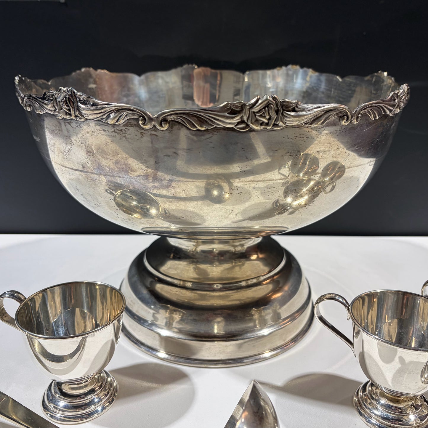 Vintage Punch Bowl Set, 12 Cups & Ladle, 12"Dia x 8"H