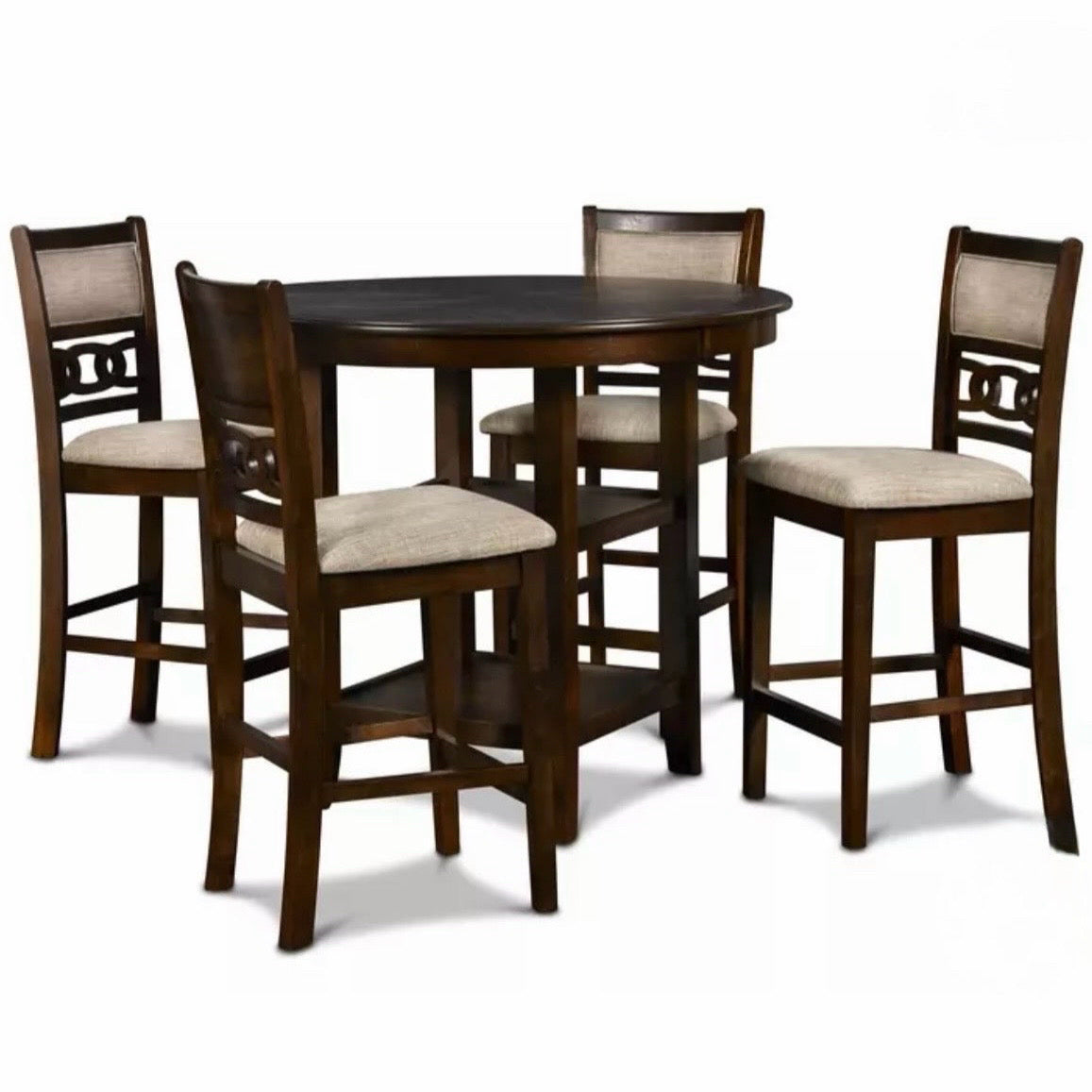 NEW Gia 5-Piece Counter Height Dining Table & Chairs, Cherry, 42" Dia x 63.25"H