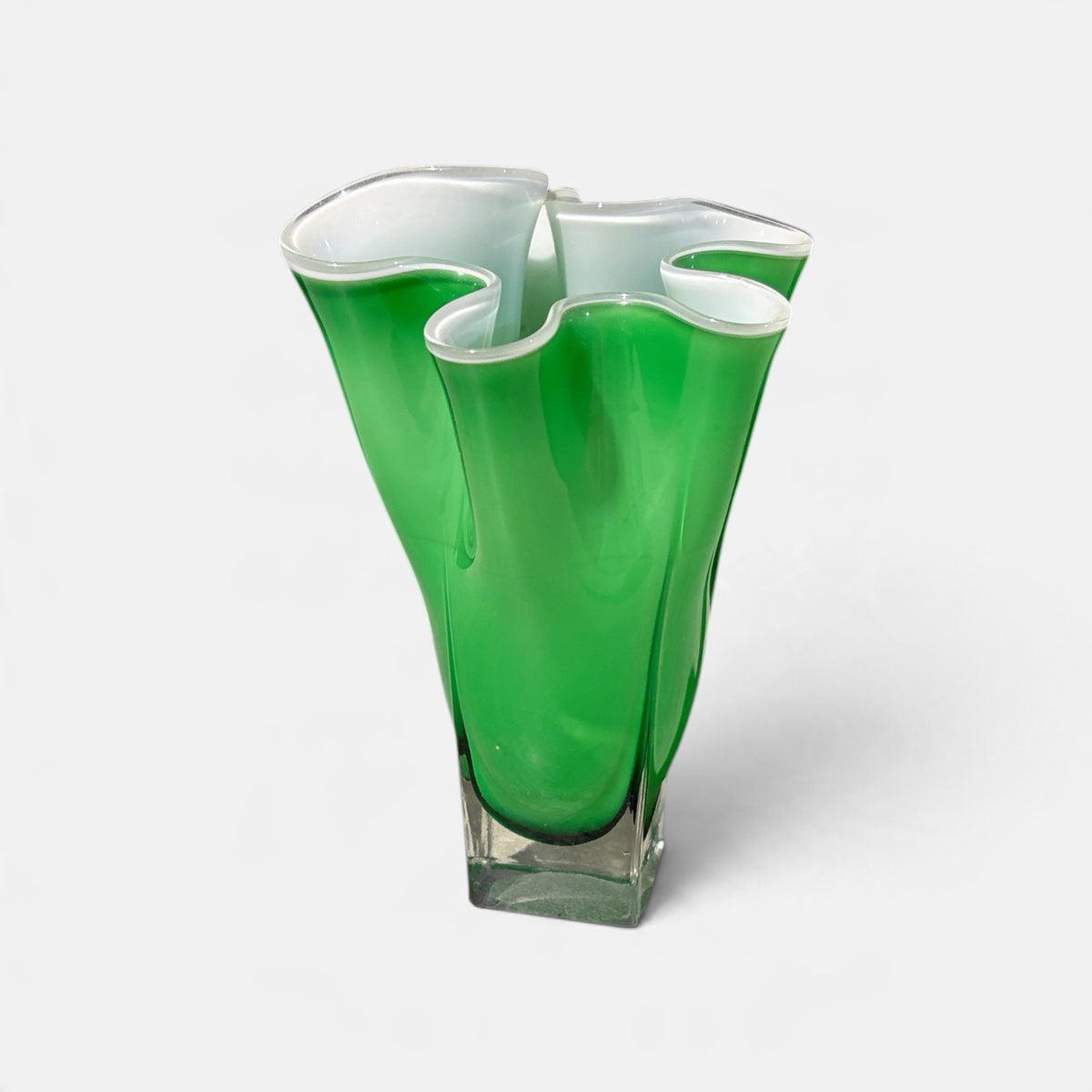 Green Handkerchief Glass Vase