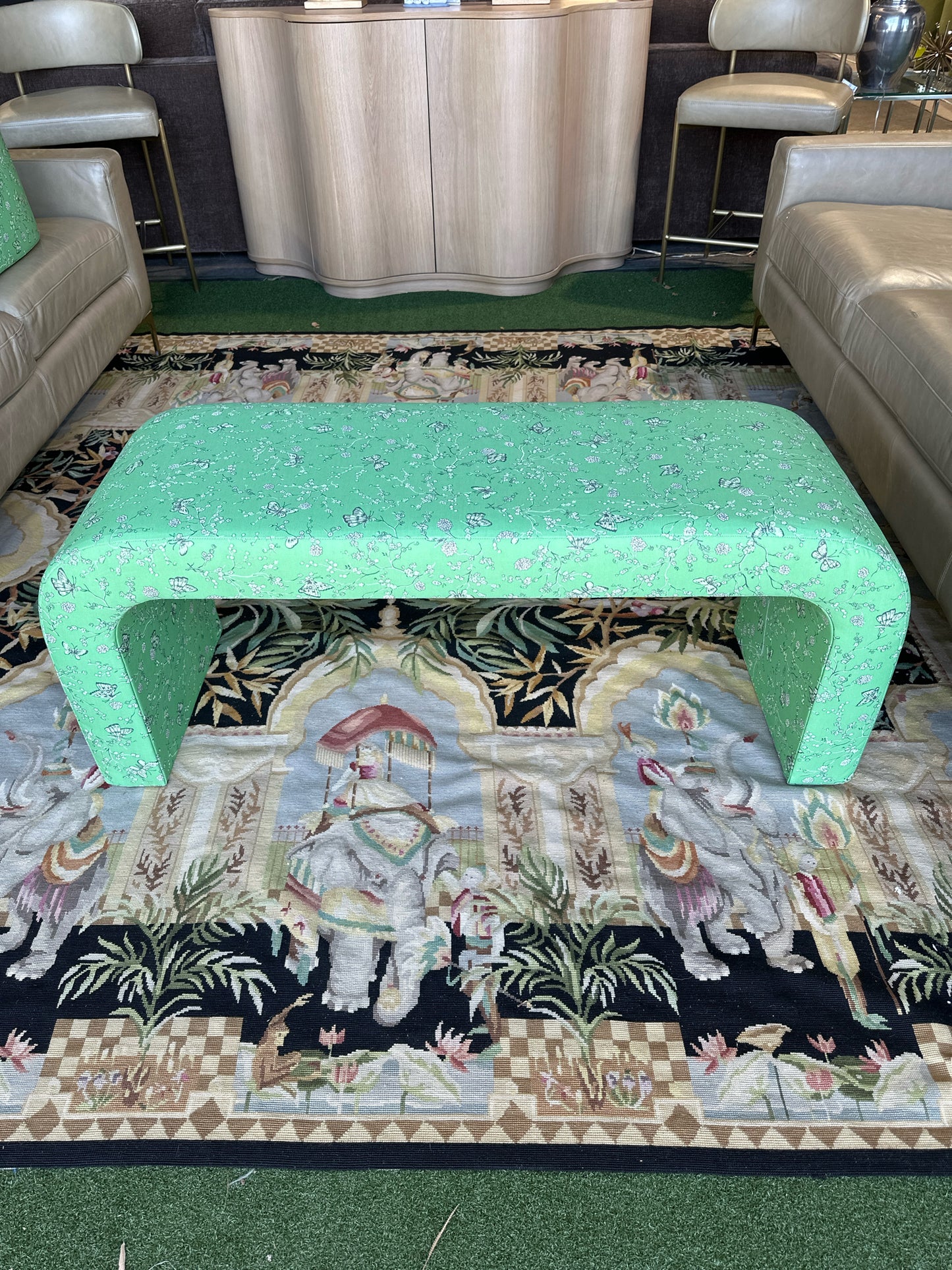 Waterfall Bench by Kelly Mariposa, 50" W x 20" D x 17" H