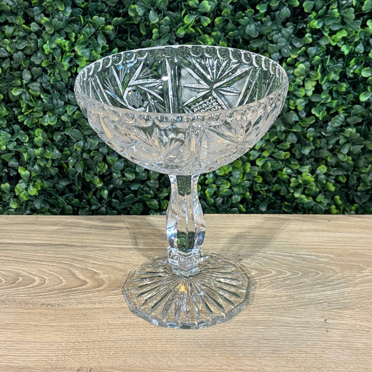VTG Crystal Pedestal Bowl, 6"Dia x 7.5"H
