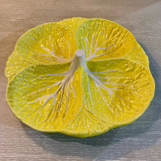 MCM Yellow Cabbageware, Relish Tray, 12.5"W x 12.5"D x 3.25"H