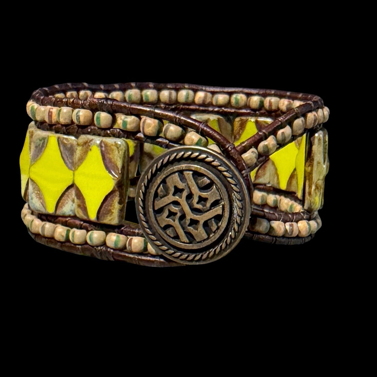 Bohemian Picasso Beaded Cuff by Carrie Prince