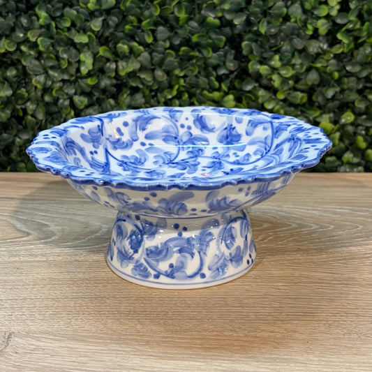VTG Andrea by Sadek Blue & White Small Compote, 6"Dia x 3"H