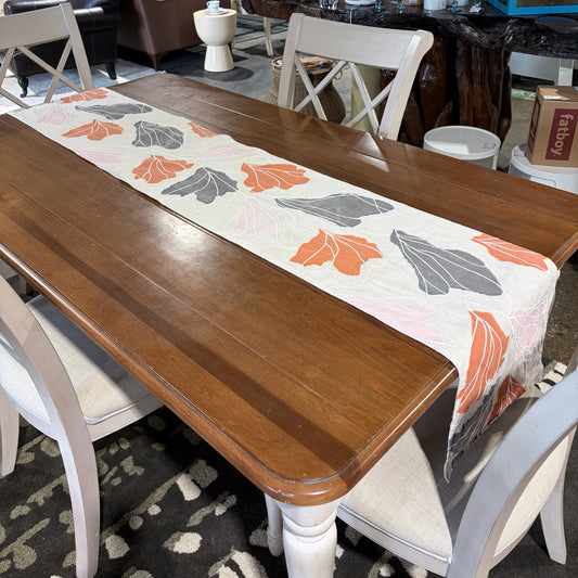 Crate & Barrel Floret Table Runner, Linen, 84"L x 13.75"W