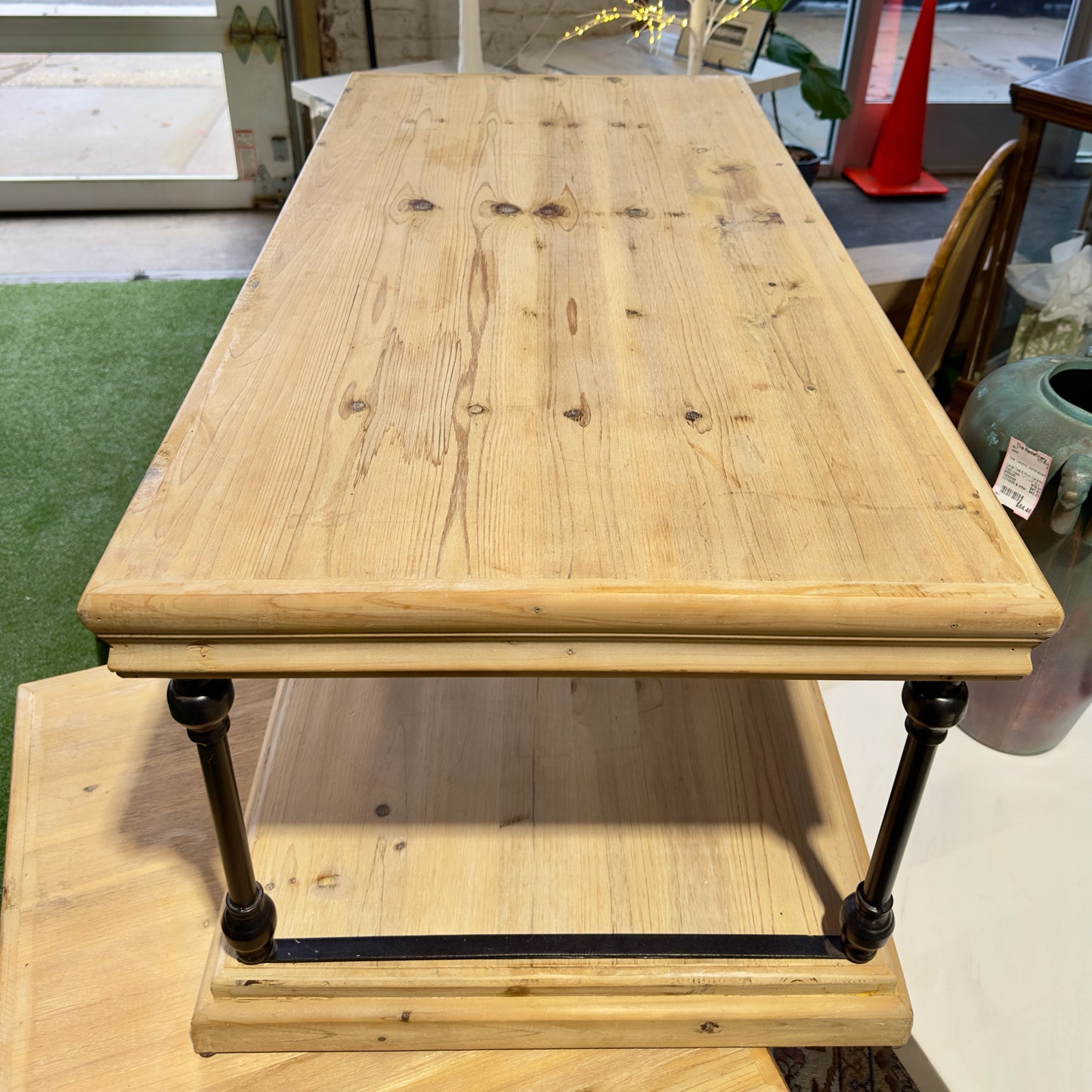 Rustic Wood & Metal Coffee Table, 42" L x 22" W x 19" H