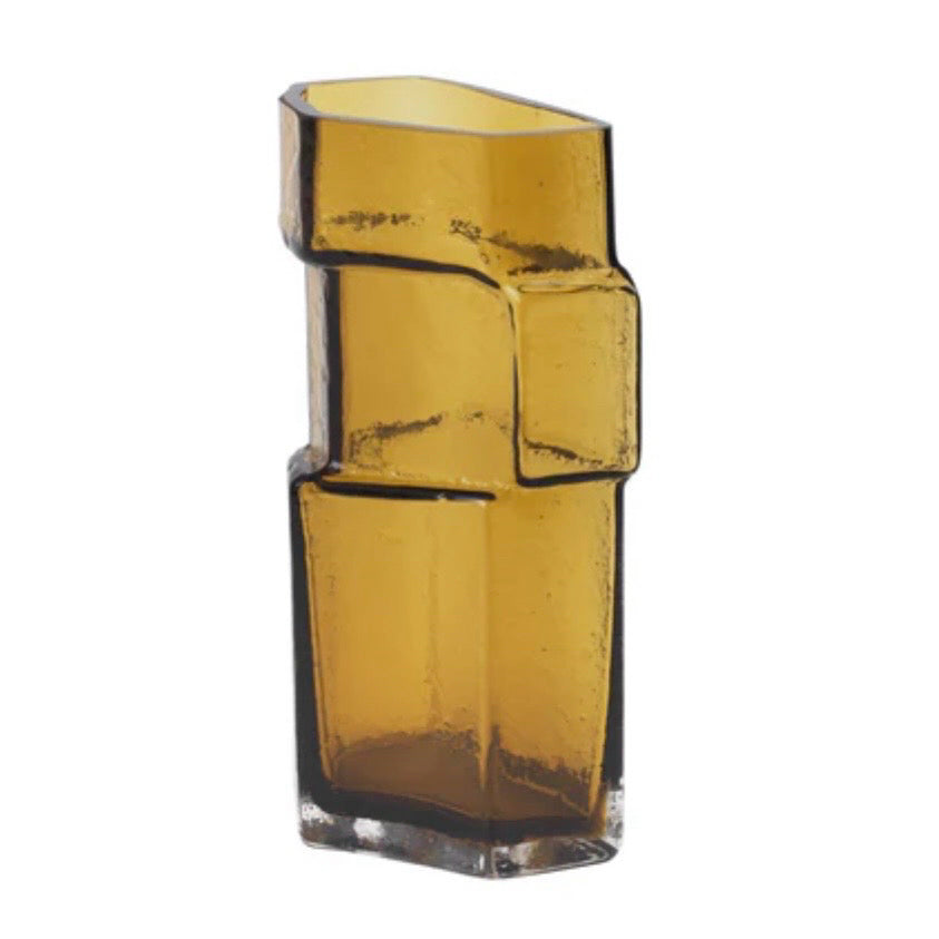 Muro Vase, Recycled Amber, 4.3"W x 3.9"D x 9.1"H