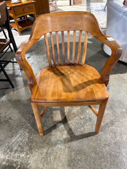 Vintage bankers chair, refinished, blonde, 24.75"W x 22.5"D x 32.5"H