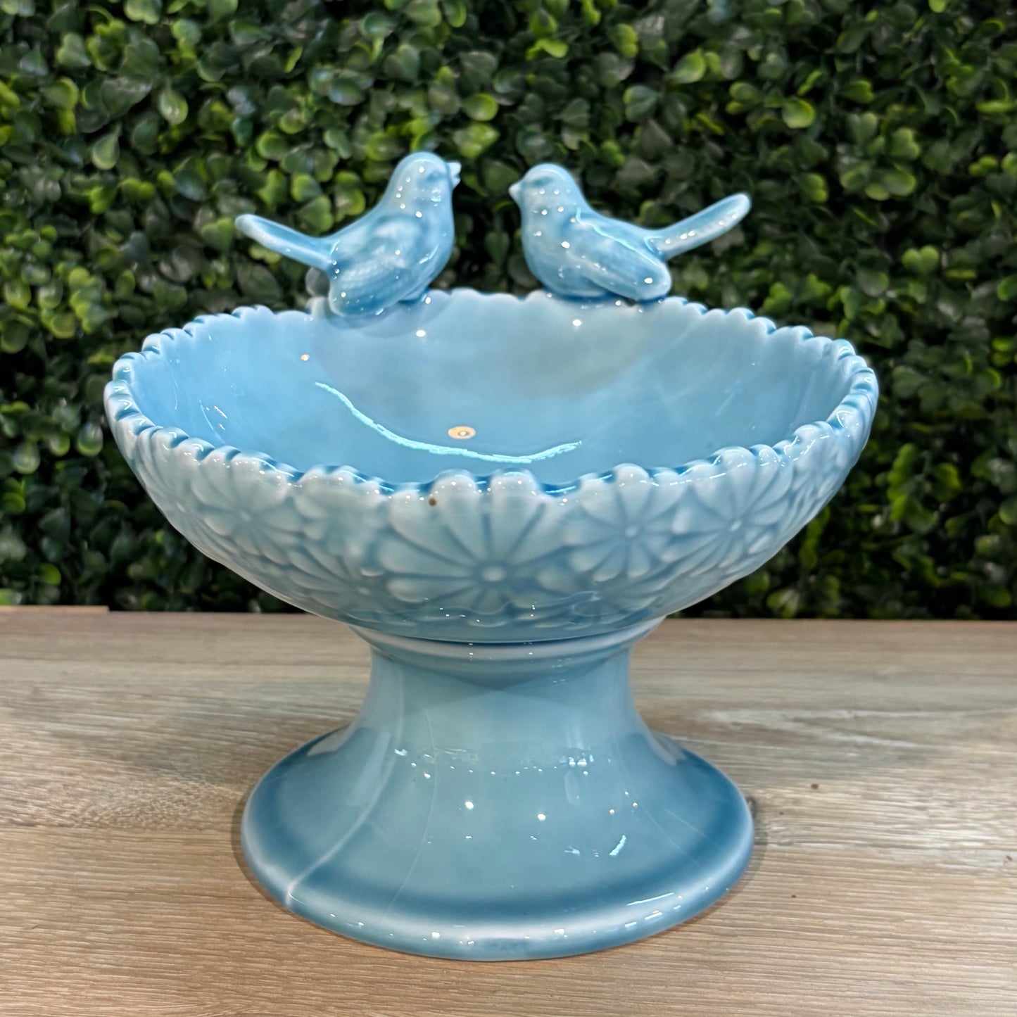 Ceramic Love Birds Compote, 6.25" Dia x 6"H