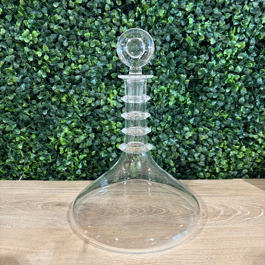 VTG Signed Steuben 4-Ring Ship's Decanter, 11"H x 7.5"W