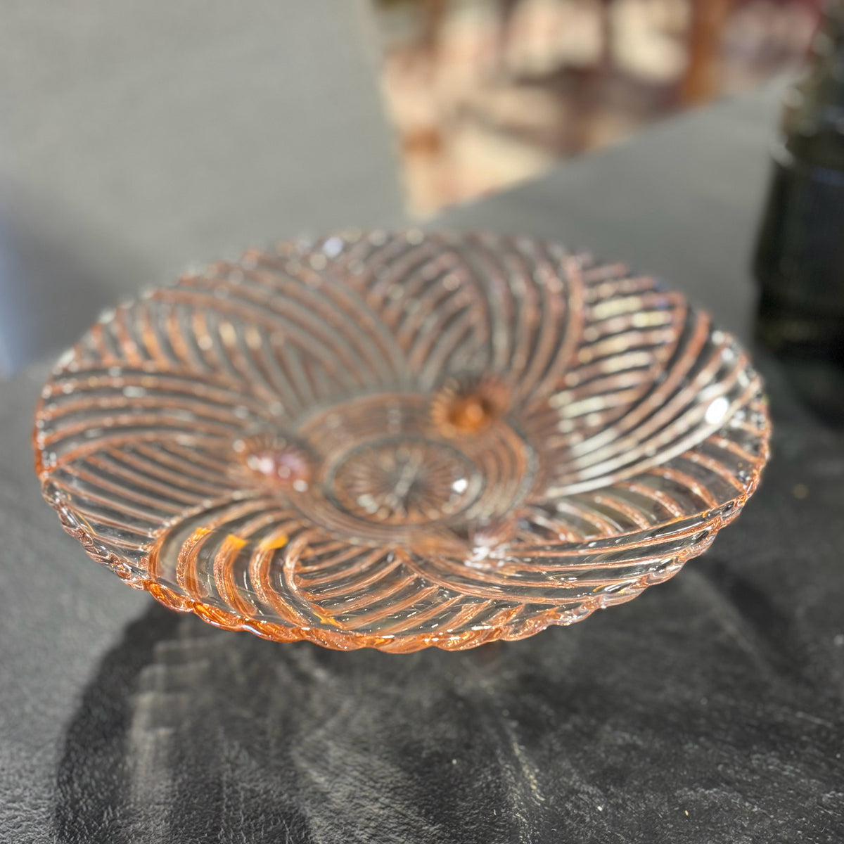 Pink Depression Glass Footed Compote