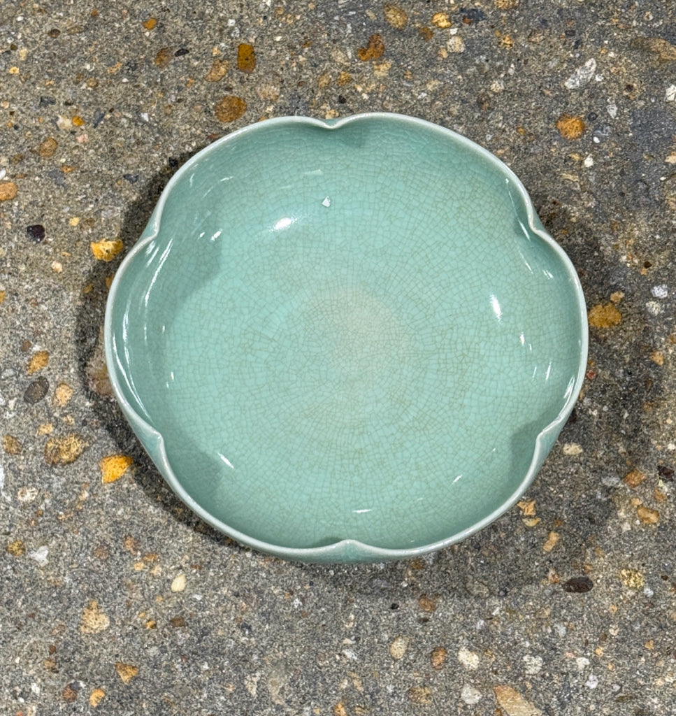 Korean celadon bowl, petal edge, (AS IS) 8"W x 8"D x 2"H