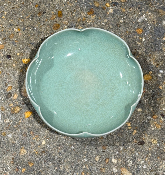 Korean celadon bowl, petal edge, (AS IS) 8"W x 8"D x 2"H