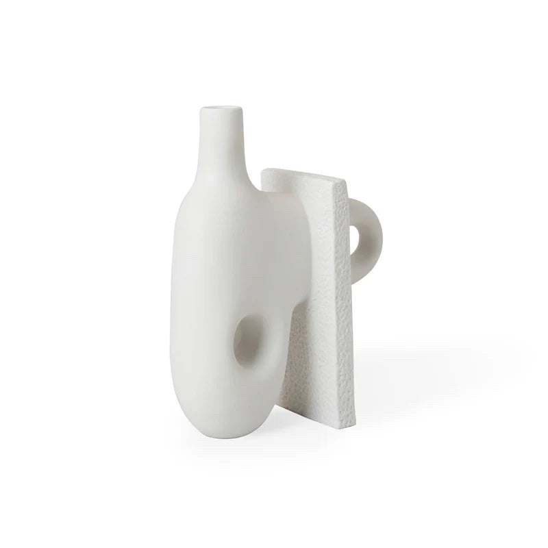 Paradox Small Vase, Jonathan Adler, White Porcelain, 10" W x 4" D x 7" H
