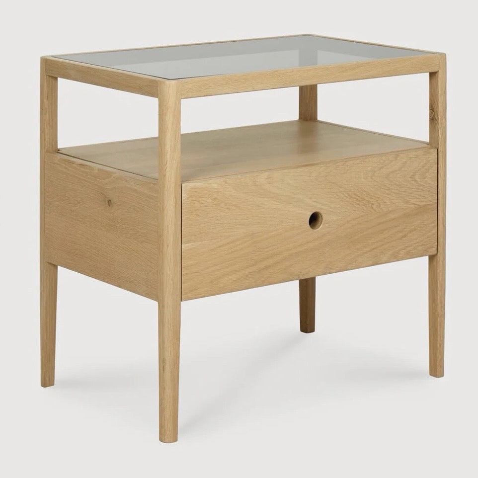Ethnicraft Spindle Nightstand, Oak, 21.7"W x 13.8"D x 20.5"H