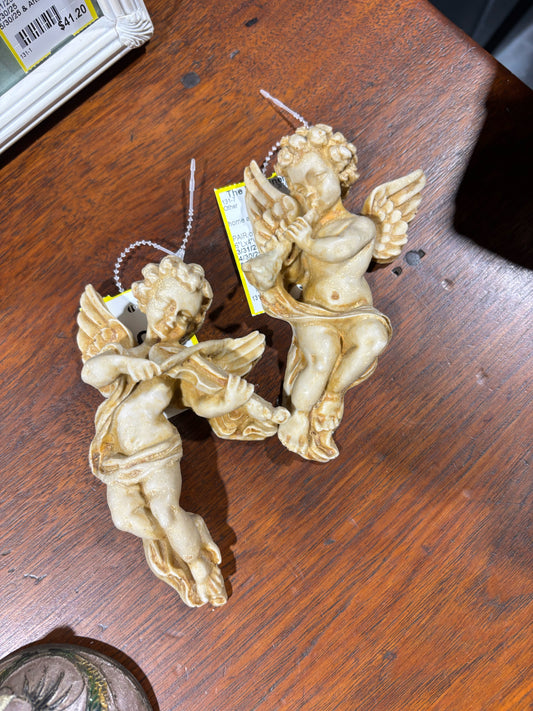 PAIR of Cherub Figurines 6"Lx4"Wx1"D