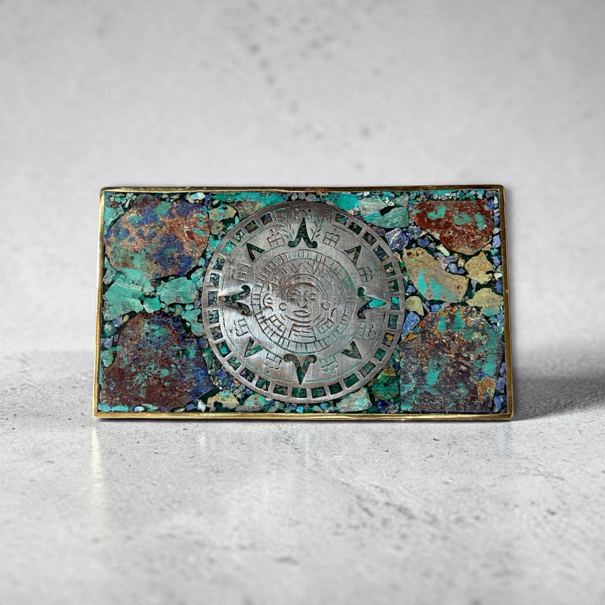 VTG Aztec Mosaic Trinket Box