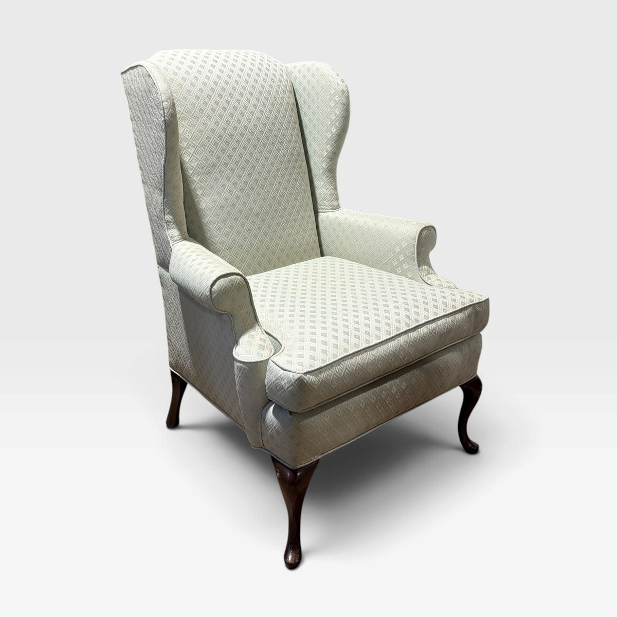 VTG Queen Anne Wingback Chair, 33.5"W x 37.5"D x 44.5"H
