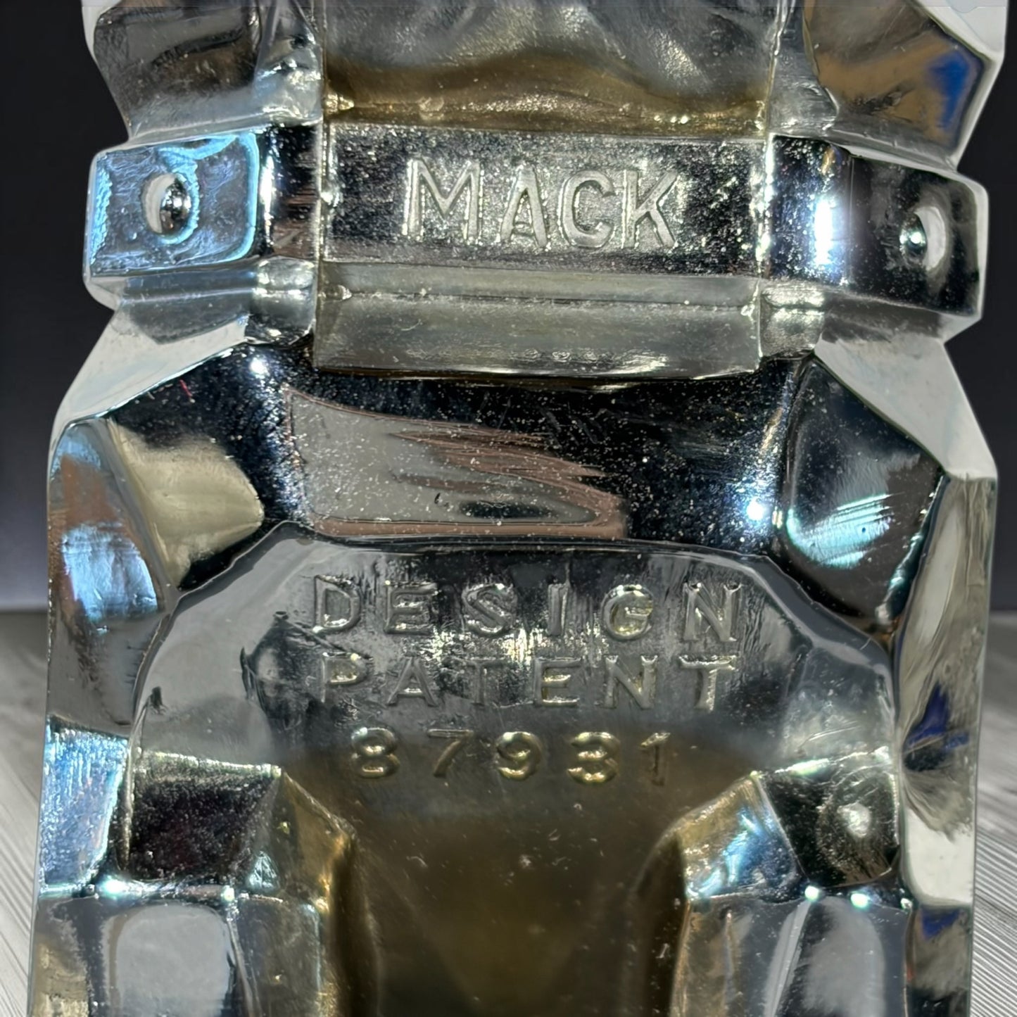 VTG Mack Truck Bulldog Chrome Cigar Ash Tray, 7.5"Dia x 4.5"H