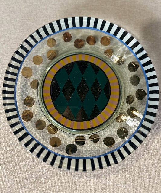 Mackenzie Childs Circus Plate, 9.25" W x 9.25" D x 1.25" H
