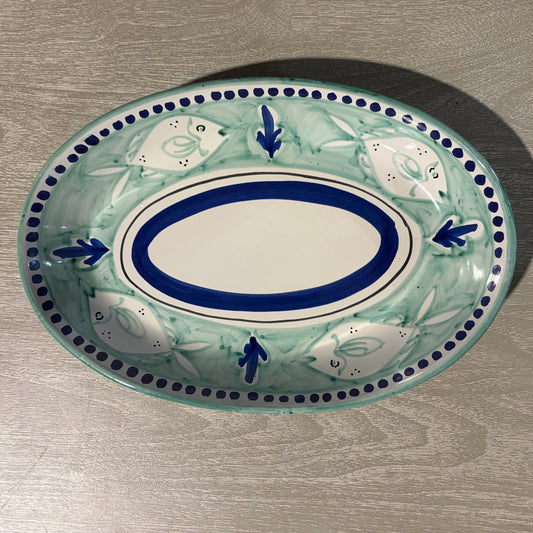 Sorrentino Ravello Ceramica Oval Fish Bowl, 15"W x 10"L x 2.5"H