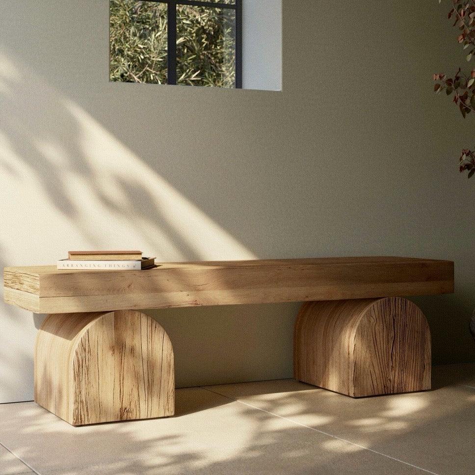 NEW Keane Bench, Reclaimed Nat. Elm, 59.75"W x 16.25"D x 17.75"H