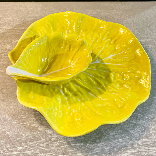 MCM Yellow Cabbage-ware Dip Tray, 12.5"W x 12"W x 3"H